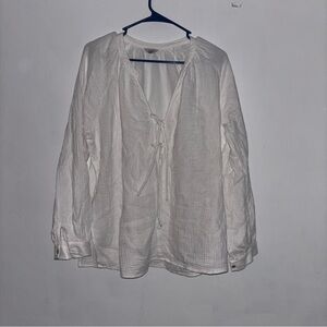 Rails Gauzy Cotton Brielle White Textured Blouse Large